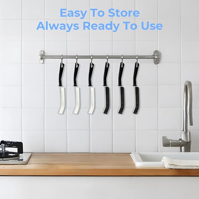 Crevice Cleaning Brush, Hard-Bristled Gap Scrub Brush, Toilet Gap Cleaning Brush Tool, for Scrub Small Spaces, Kitchen, Bathroom, Corner, Grout, Sink, Window Tracks, Hinges, 6pcs