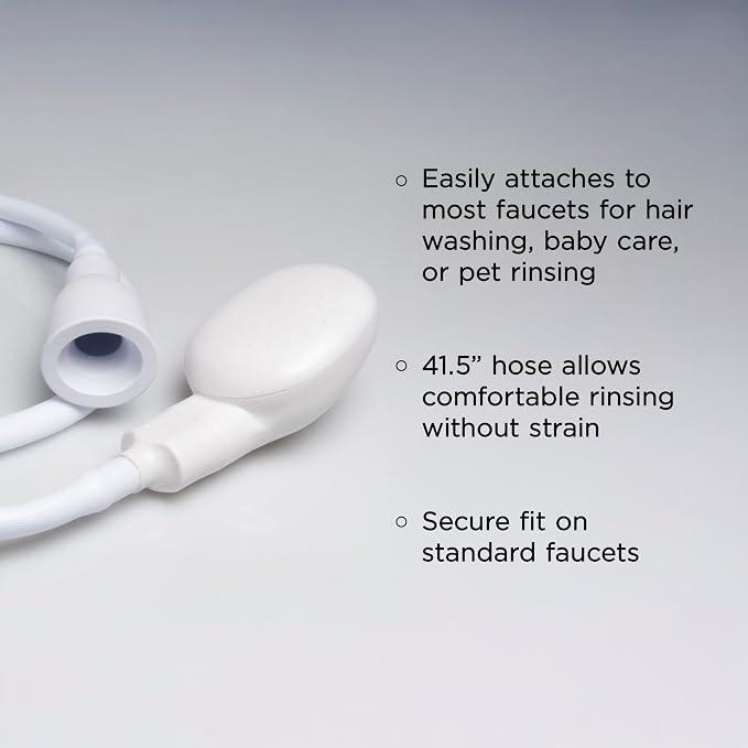 Diane Portable Shampoo Sink Spray Hose for Salon or Home, 41.5 Inch Sink Attachment with Nozzle for Hair Washing, Baby & Pet Baths, Fits Most Standard Faucets, White, 1" Diameter