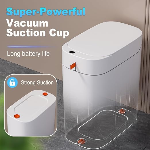 MOPUP Bathroom Trash Can,Includes 180 Drawstring Trash Bags. | Automatic Bagging Garbage Can, 3.5 Gallon Slim Smart Small Plastic Trash Bin, Motion Sensor Trash Can for Office, White