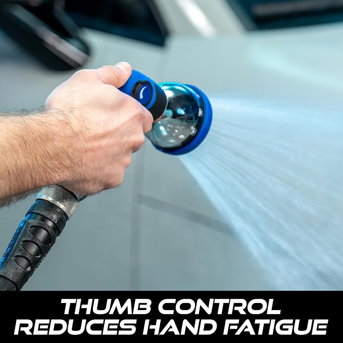 VIKING Hose Nozzle, 10 Spray Patterns, Thumb Control for Cars and Homes | Water Hose Nozzle, Adjustable Heavy Duty Thumb Control for Car Washing Kit, Watering Plants, Washing Pets, and Home Use