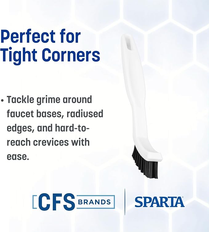 SPARTA Grout Brush with Stiff Nylon Bristles, 8 Inch, White, 24-Pack | Flo-Pac, Stiff Crimped Nylon Bristles, 2.75-Inch Brush Section, Narrow Crevices, BPA Free