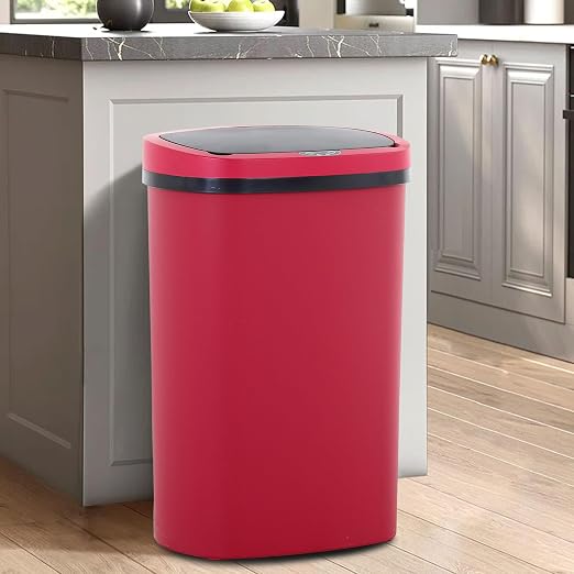 13 Gallon/50 L Kitchen Trash Can with Lid, Garbage Can with Touch-Free Lid, Cute Automatic Trash Can Bathroom Trash Bin, Motion Sensor Waterproof Trash Bin