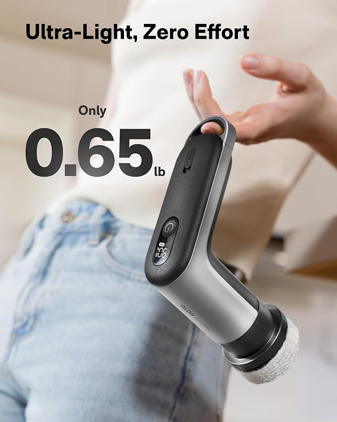 HOTO Grip™ Cordless Electric Spin Scrubber, IPX7 Waterproof, 6 Brush Heads | Lightweight at 0.65 lb, Powerful Cleaning Scrubber, for Bathroom, Kitchen, Tile, Shower
