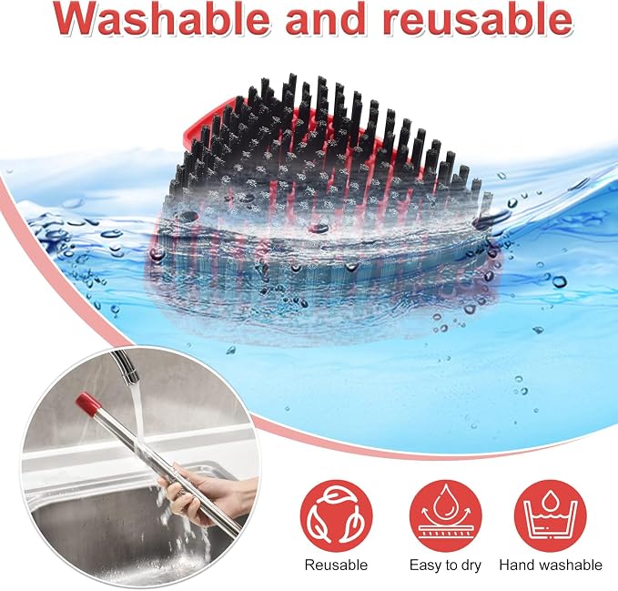 Mop Handle & Mop Base & Scrub Brush Set for Ocedar, Mop Handle for O Cedar, Spin Mop Replacement Handle for Ocedar, 30" to 58" Mops Handles for Cedar Spin Mops & H2pro Flat Mop, Mop Base & Scrub Brush