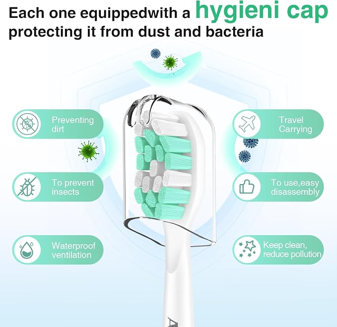 Aoremon Replacement Heads for Philips Sonicare 4100 C2 C1,4 Count | Brush Heads Compatible with All Phillips Sonicare Click-on Eltectric Toothbrush Model