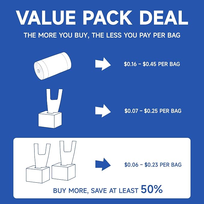 Small Trash Bags with Handles - Ocean Plastic Upcycling - Plastic Garbage Bags, Can Bin & Waste Basket Liner for Kitchen, Bathroom, Office and Pets, 13 Gallon 20 Count White