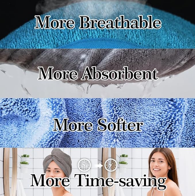 Microfiber Hair Towel Hair Wrap: 2 Pcs 10X26 Hair Dryer Women (Emerald) | Absorbent Turban Twist Drying Shower Cap Curly Hairs Products for Hair's Care Accessories
