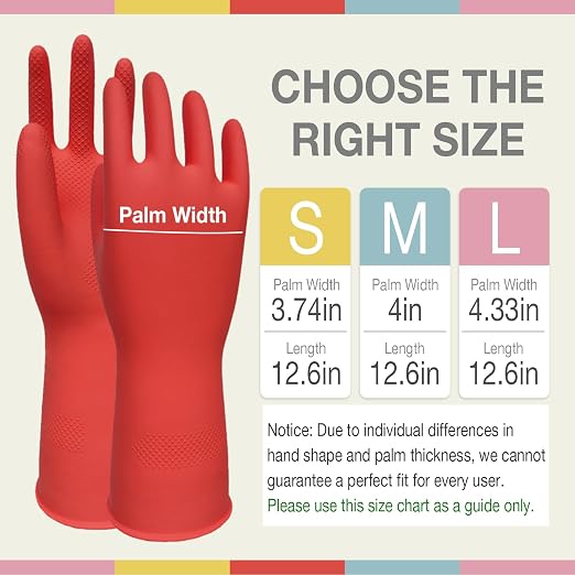 Kitchen Dish Washing Gloves 5 Pairs Rubber Cleaning Reusable Gloves Large | Colorful Dish Gloves, Non-Slip Grip, Household Gloves, 12.6-Inch Cuff, Soft Skin-Friendly Rubber, Multi-Use, Long-lasting