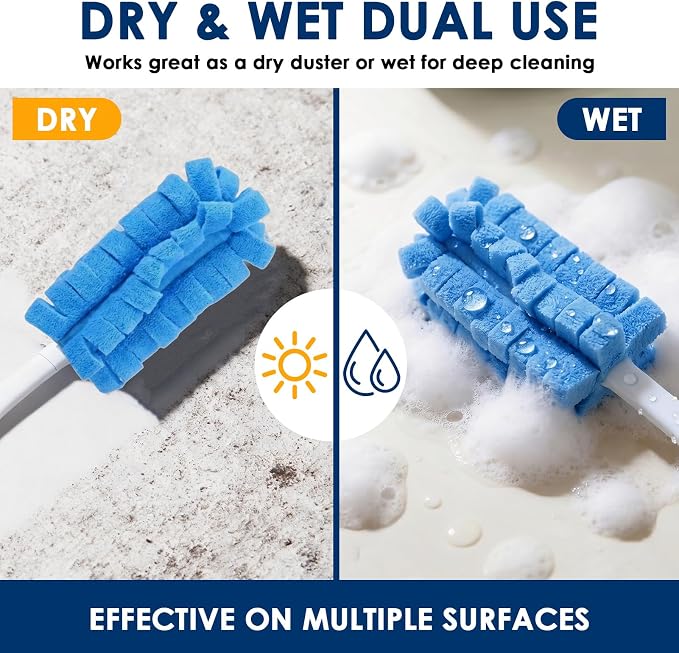 10 Pack Reusable Fleece Duster Refills with Detachable Handle, Washable Microfiber Dusters for Cleaning, 360° Dry Wet Microfiber Duster Refill Compatible with Standard Cleaning Handles (10)