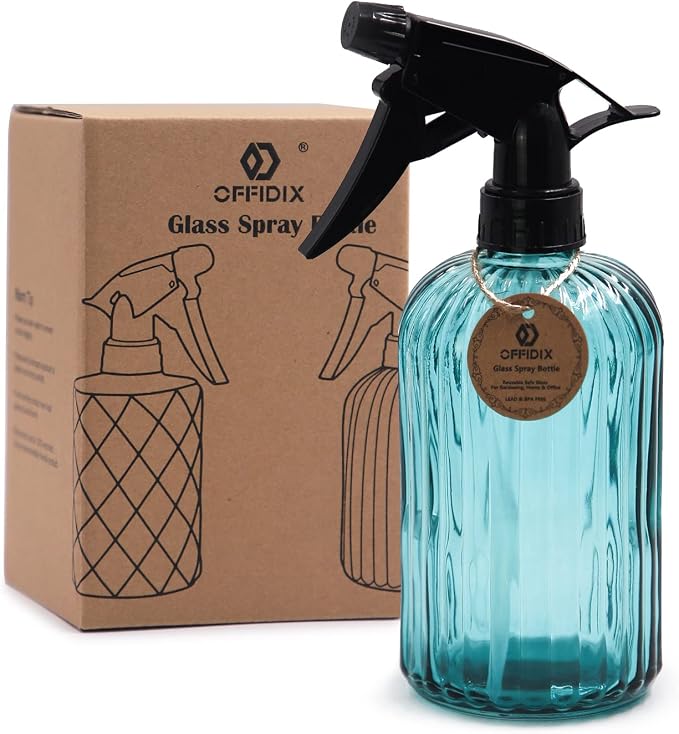 Glass Spray Bottle Blue Plant Mister Adjustable Nozzle for Plants 13.5 oz | Spray Misters Pressure Handheld 400 ml Vintage Fine Mist Garden Indoor Outdoor Work Cleaning Watering Can for Plant Lover