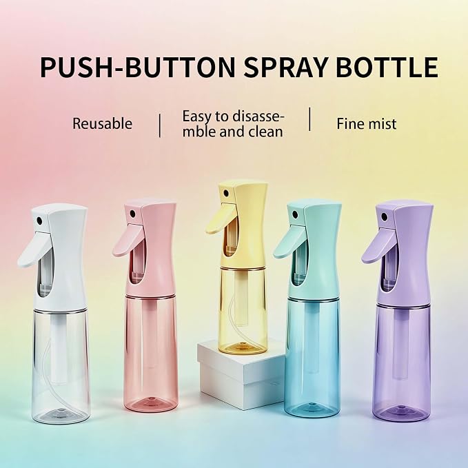 Continuous Spray Bottle for Hair - Ultra Fine Mist Water Sprayer for Hairstyling, Curls, Plants, Cleaning, Salon - 300ml/10.1oz 1 Pack