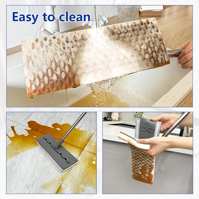 Magic Sponges Eraser Mop Pads Refills,Suitable for 13" Flat Mop Head | Mops Pad for Floor Cleaning,Just add Water,Easy to Use,for Kitchen, Bathroom, Swimming Pool, Boat