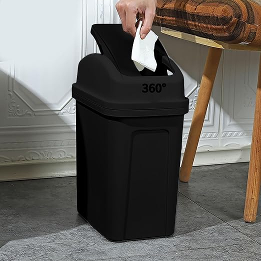 5.5 Gallon Under Sink Trash Can with Swing Lid, Compact Plastic Small Slim Bathroom Trash Can,Easy to Clean,Detachable Kitchen Garbage Can for Kitchen,Bathroom,Office,Dorm Room,Bedroom,Restroom