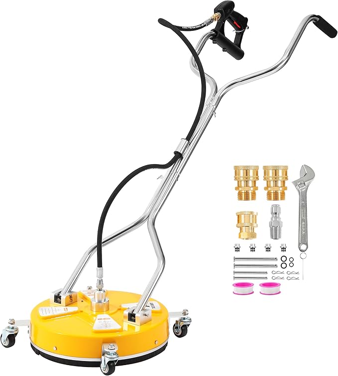 Tool Daily 16.5" Pressure Washer Surface Cleaner with Dual Handle, 4500 PSI | Surface Cleaner for Pressure Washer Attachment with 4 Wheels for Driveway, Sidewalk, Patio, Deck Cleaning
