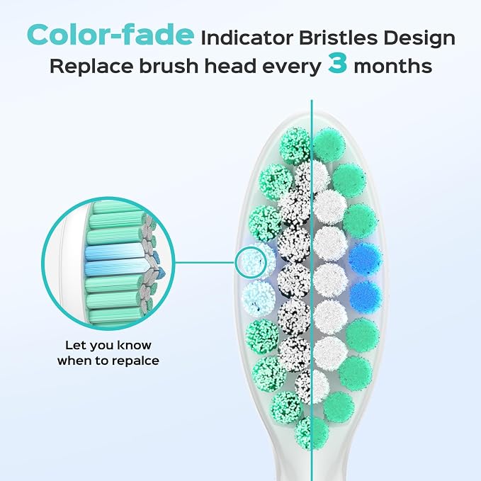 COSLUS C40 Electric Toothbrush Replacement Heads, 6 Pack | Compatible with C40 (DY-108Pro), Suitable for Adults Kids and Family Use, with W-Shaped Design, White
