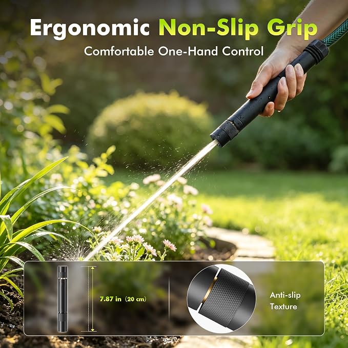 RESTMO High Pressure Metal Hose Nozzle, Adjustable Twist Water Hose Nozzle | Anti-Rust Coating, 7.87 Inches Heavy Duty All-Metal Hose Spray nozzle, 3 Spray Patterns, Ideal for Cleaning & Watering