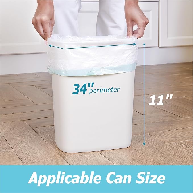 2.6 Gallon Drawstring Trash Bags - 0.43 Mil Strong - Small Garbage Bags - for Office Bathroom Kitchen - Individual, Unscented, White, 17" x 17", 60 Count