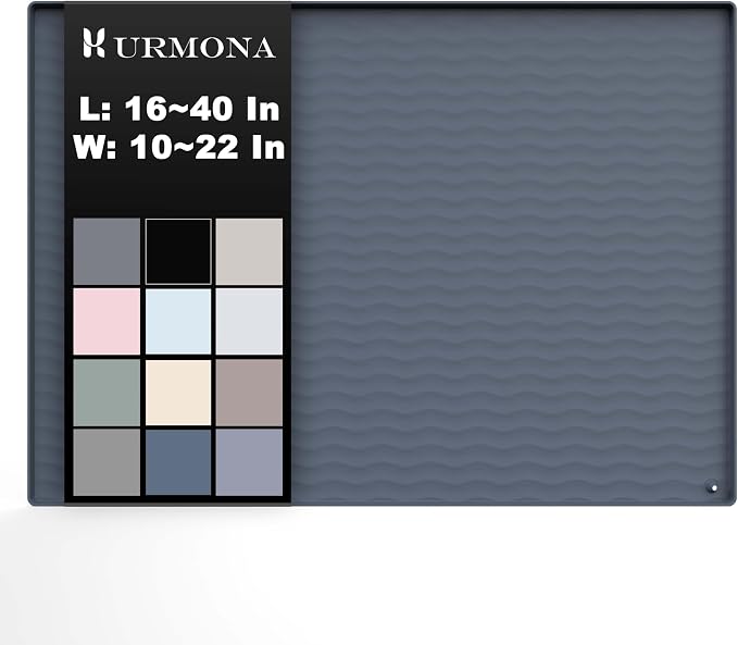 URMONA 25 x 19 in Waterproof Silicone Under Sink Mat, Cabinet Protector | Charcoal , Under Kitchen Sink Mat, Kitchen Cabinet Liner, Bathroom Sink Protector, Pet Food Mat and Cat Litter Mat