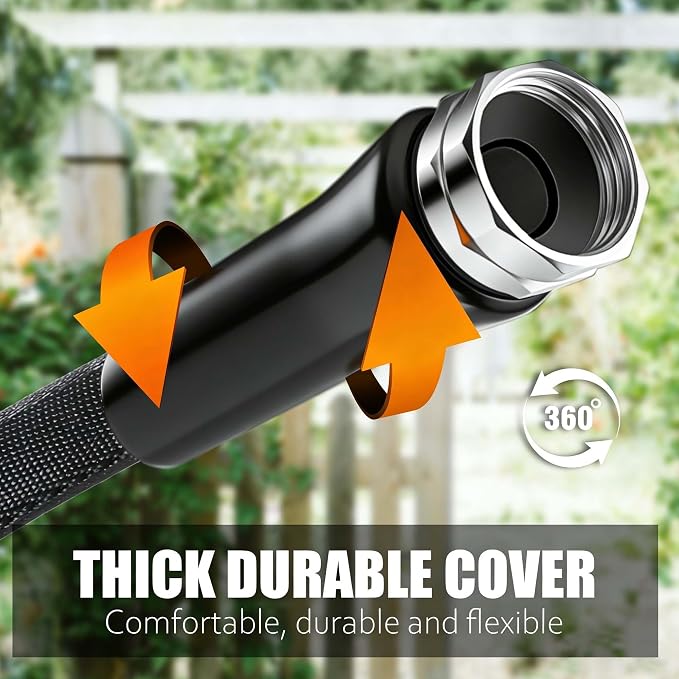 Relxitl Garden Hose 100feet, Water Hose with 10 Function Hose Nozzle, NON-Expandable Hose, Tough & Flexible, Lightweight, Crush Resistant Fittings, Kink & Tangle Free, Rust Proof for Watering