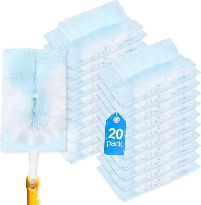 20 Count Duster Refills Compatible with Swiffer Duster Refills | Unscented Disposable Heavy Duty Duster Refills Compatible with Swiffer Dusters Cleaning Ceiling Fans(Handle Not Included)
