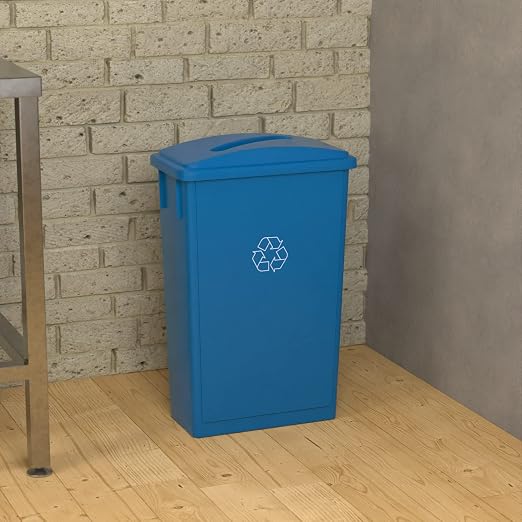 23 Gallon Blue Recycle Slim Jim Trash Can with Paper Slot