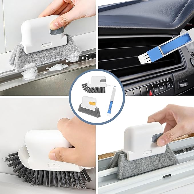 15 Pcs Window Groove Cleaning Brush Tool, Door Window Track Cleaner Groove Gap Cleaning Tools Crevice Cleaning Brush Gap Scrub Brush for Shutter Sliding Door Keyboard Tile Lines Sill Car Vents