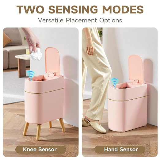 Automatic Bathroom Trash Can,Tall Slim Sensor Waste Basket,Pink Gold | 2.6 Gallon Waterproof Motion Sensor Trash Can, Small Garbage bin for Bedroom,Office,Living Room,Kitchen,RV,Restroom,Laundry