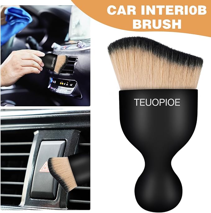 Car Detailing Brush for Interior Dusting and Air Vents,BK Brown | Soft synthetic bristles clean dashboards, vents, and consoles. Lightweight PP handle is suitable for dry or wet use.