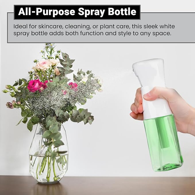 Continuous Mist Spray Bottle – Ultra Fine Mist for Hair Styling, Salon Use, and Versatile Applications – Ideal for Plants, Cleaning, and Travel – 5 oz Green Octagon Shape Empty Bottle
