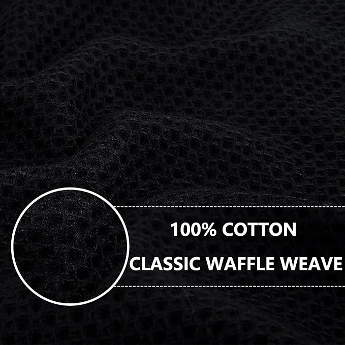 Homaxy 100% Cotton Oversized Waffle Weave Kitchen Towels 12-Pack, Black | 20 x 28 Inches, Ultra Soft Absorbent Dish Towels, Quick Drying Large Cleaning Towels