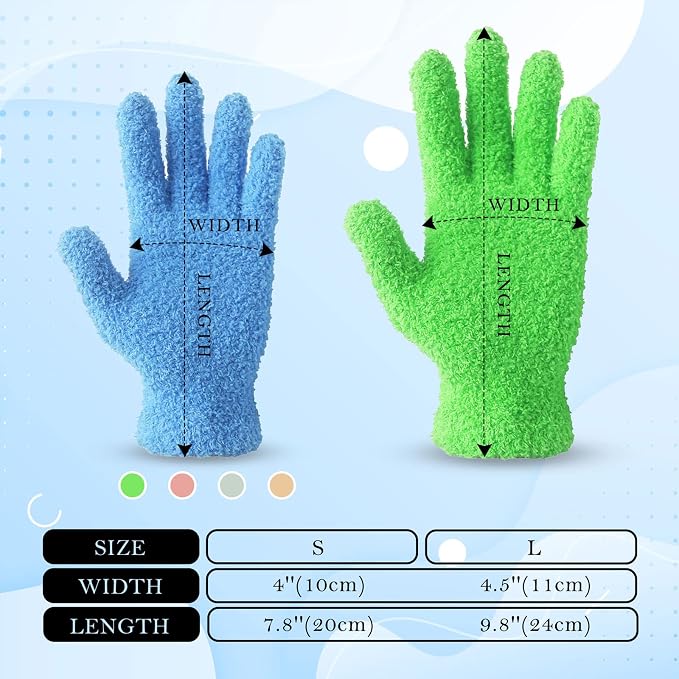 Evridwear Microfiber Plant Dusting Gloves Reusable Leaf Cleaning Glove for Houseplants,Blinds,Furniture and Small Objects