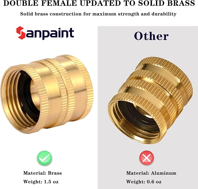 2 Pack 3/4" Garden Hose Connector with Dual Swivel for Male Hose to Male Hose, Double Female | for Male Hose to Male Hose