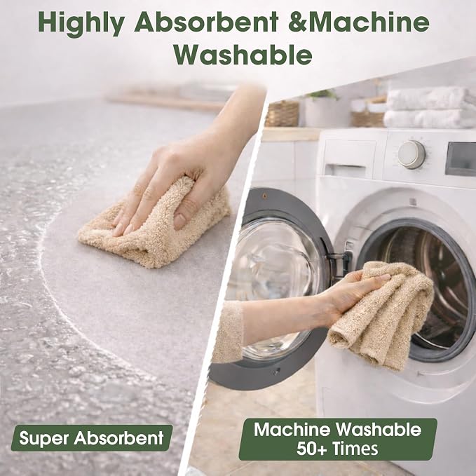 Reusable Microfiber Cloth Roll - 100 Pack, 12"x12" Washable Tear-Away Towels. Fits Paper Towel Holders. Lint-Free & Streak-Free Rags for Kitchen, Glass, Cars, Electronics (Wheat Beige)