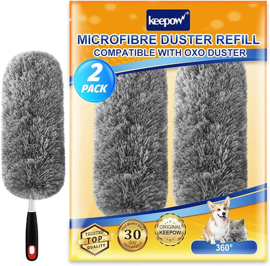 KEEPOW 2 Pcs Upgraded Duster Refills Compatible with OXO Good Grips | Microfiber Dusters Refill for Cleaning, Compatible with OXO Duster Extendable Duster, Handle Not Included