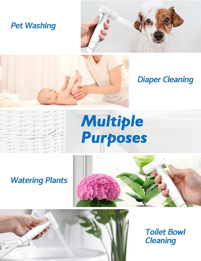 BRITULIF Bidet Sprayer for Toilet, Adjustable Pressure, Matte White | Leak-Free Hose, Tank or Wall Mount, Feminine Wash, Cloth Diaper Rinse, Stainless Steel Body, Nozzle, Soft Silicone Nozzle
