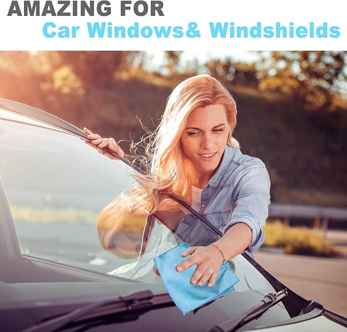 Window Cleaning Cloth, Glass Cleaning Cloth, Streaks Schatches Free. (Blue Pack 4)