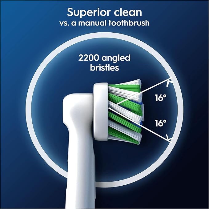 Oral-B Pro Cross Action Electric Toothbrush Head, X-Shape and Angled Bristles for Deeper Plaque Removal, Pack of 8 Toothbrush Heads, White