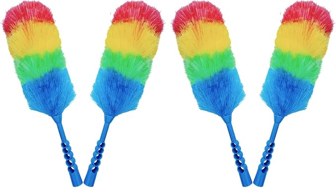 4 Pack Upgrade 19” Static Duster Beandable and Washable - More Fibers Bigger Head Less Loss of Fiber Duster