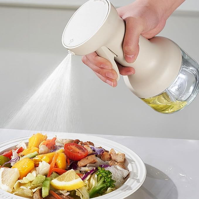 Multifunctional Glass Oil Sprayer Bottle with Pressurized Silicone Pumps Nonslip Handle for Cooking Vinegar and Sauce Dispensing Nondrip Oil Dispenser