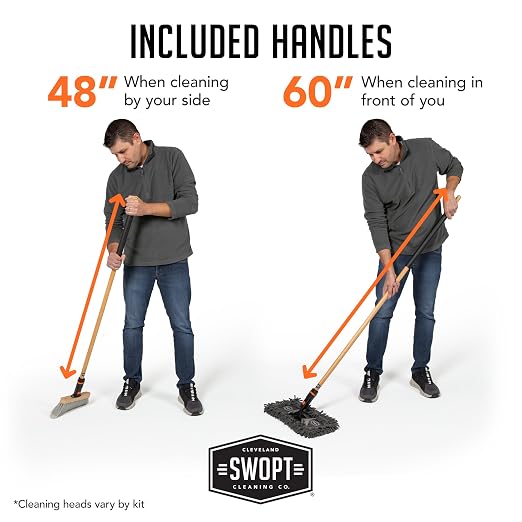 SWOPT 7-Piece Ultimate Indoor Kit — Includes 48” and 60” Wooden Handles, Dust Mop, Cotton Mop, Angle Broom, Flexible Duster, Window Squeegee, and Organizer — Everything You Need to Clean Indoors