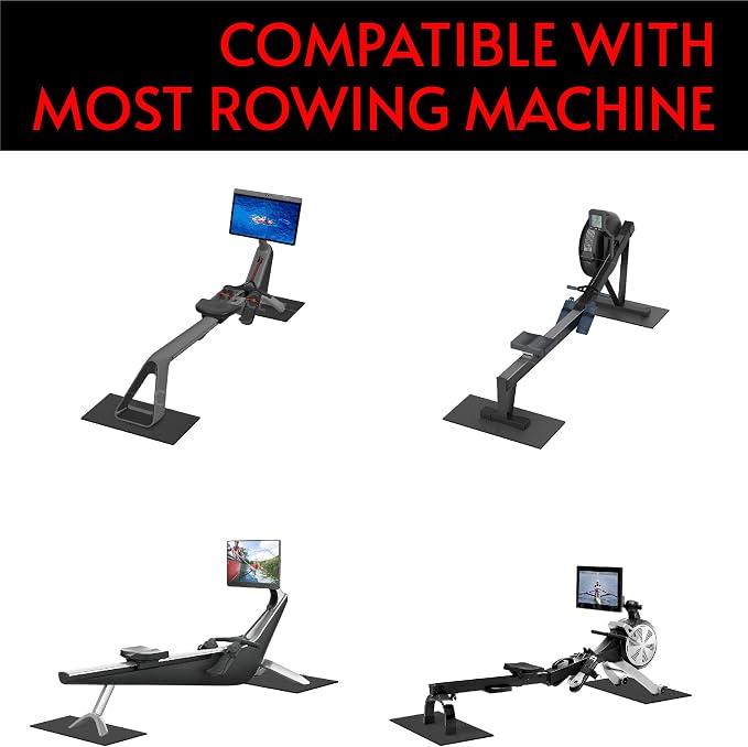 2-Piece Rowing Machine Mat Compatible with Peloton Row & Concept2 | 11.8 x 30 in x 2, 6mm rower mats, with waterproof cushioning, tailored for hardwood and carpet, easy-clean