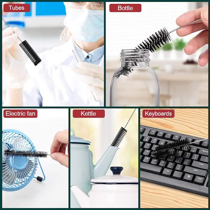 Long Straw Brush, Nylon Pipe Tube Cleaner 8.2-ihch 10 Different Diameters Set of 10 (Pack of 4)