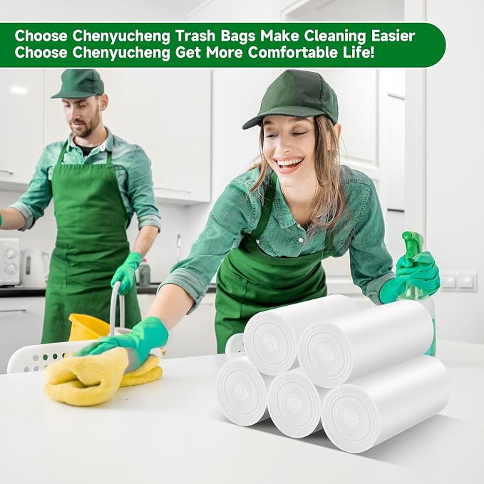 2.6 Gallon Small Trash Bags Bathroom With Handle 100 Count | Biodegradable White Mini Garbage Bags 10 Liter,Tiny Waste Basket Liners For Kitchen Office Car Unscented,Strong Thick