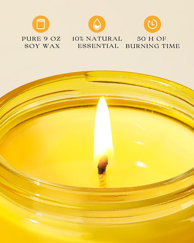 AOOVOO Citrus Lemon 2 Pack Odor Eliminating Candle - 18oz Soy Candle | Eliminates 95% of Pet, Smoke, Food, and Other Smells Quickly, Non Toxic Air Freshing Candle, Up to 100 Hours Burn time