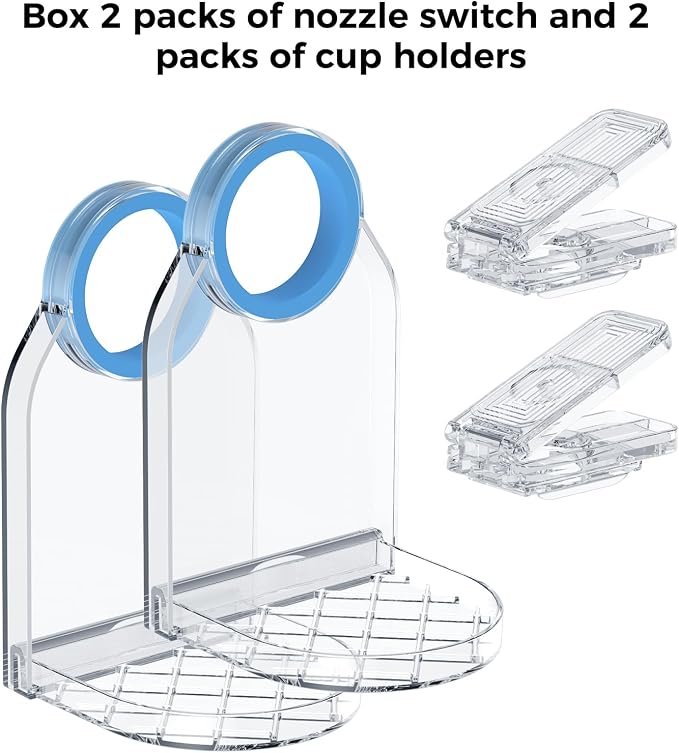 Laundry Detergent Dispenser Cup Holder & Nozzle Force-Saving Switch, Drip Catcher, Soap Dispenser, laundry room organization decor (Clear 2 Pack)