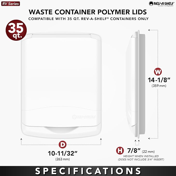 Rev-A-Shelf 50 Qt Under Sink Garbage Can Lid for Base Kitchen and Bathroom Cabinet, Replacement Plastic Trash Bin Lid Only, Gray, RV-50-LID-13-1