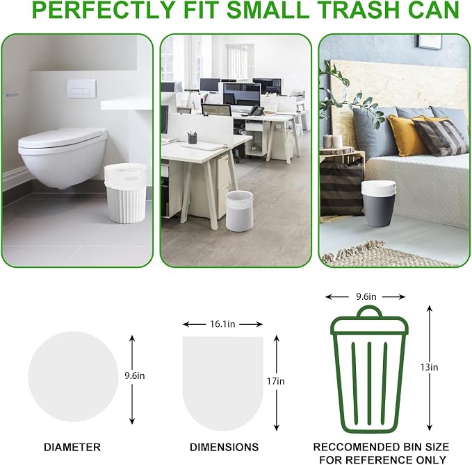 1.6 Gallon Trash Bags Unscented - Small Clear White 105 Count Strong Thick Garbage Bag Bulk Plastic Bags Waste Basket Liners for Bathroom Kitchen Small Trash Can Inwaysin