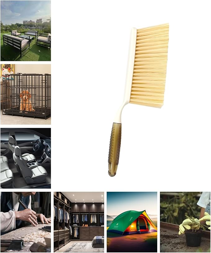 Dusting Brush, 13" Short Thick Firm Plastic Bristles Broom | Medium Handheld Dust Besom, Cleaning Heavier Litter, Workbench, Machine, Camping, Cloakroom, Gardening, Sofa