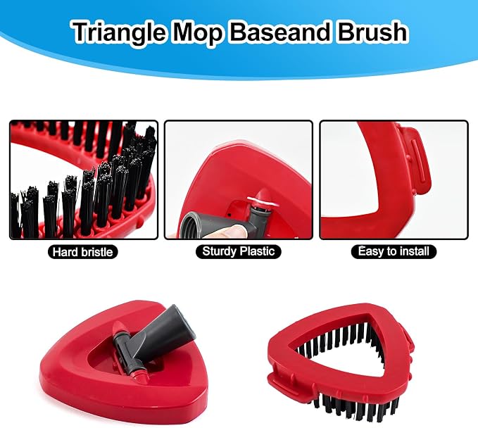 Spin Mop Handle Replacement for Ocedar, Mop Heads Replacements Compatible with RinseClean 2 Tank System,Include 2 Microfiber Mop Replace Heads,4 Section 30-58" Iron Mop Handle,1 Base and 1 Scrub Brush