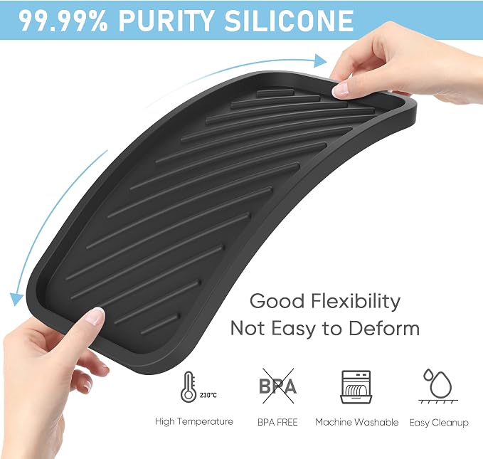 Silicone Sponge Holder-Large Thick Durable 10" Sink Organizer Tray-Kitchen | Thick Durable Sponge Caddy, Large Sink Tray, Dish Soap & Scouring Pad Holder, Countertop Drip Tray, Easy Clean, Rust-Proof
